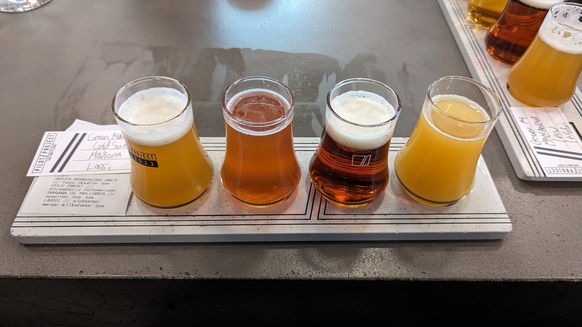 A sampler of beers from Pilot Project.