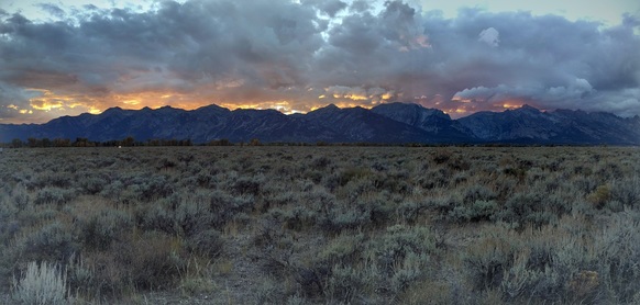 The Tetons at sunset.